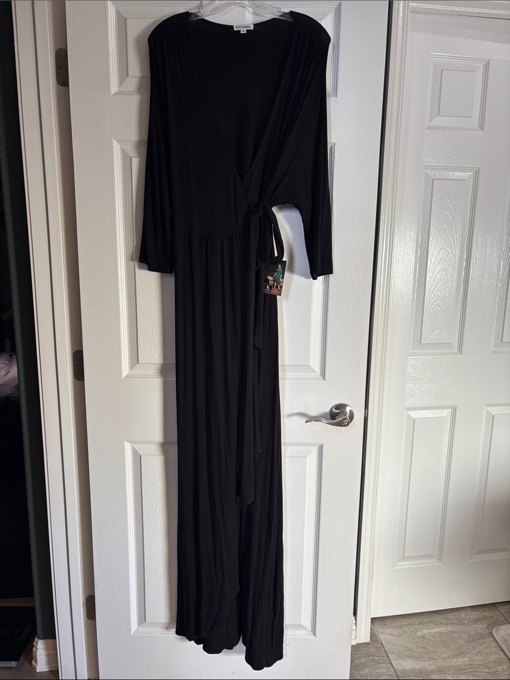 Kiyonna Black Wrap Dress with Long Sleeves